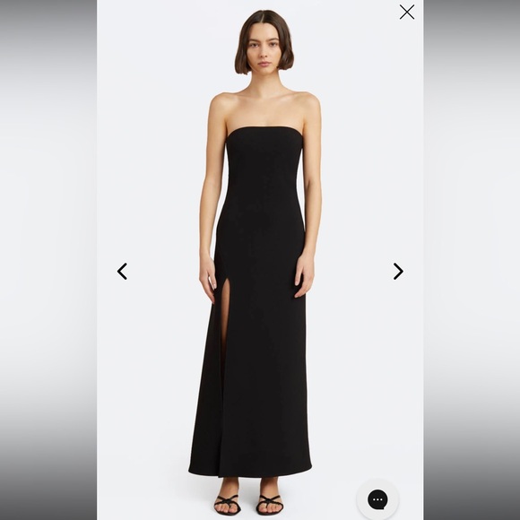 Bec & Bridge Strapless black maxi dress, thigh-high split.
NEW WITH TAGS. - Picture 1 of 3